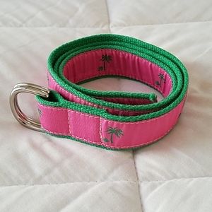 Preston Hot Pink and Green Palms Fabric Belt- S